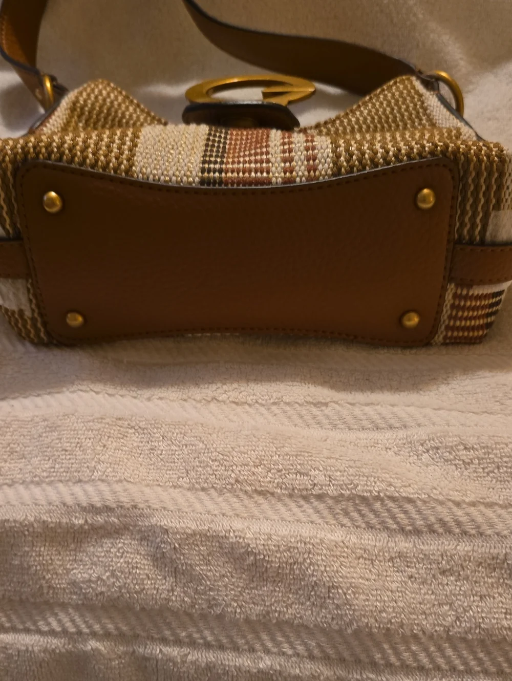 GUESS Camden Mini Striped Canvas Shoulder Purse NWOT
